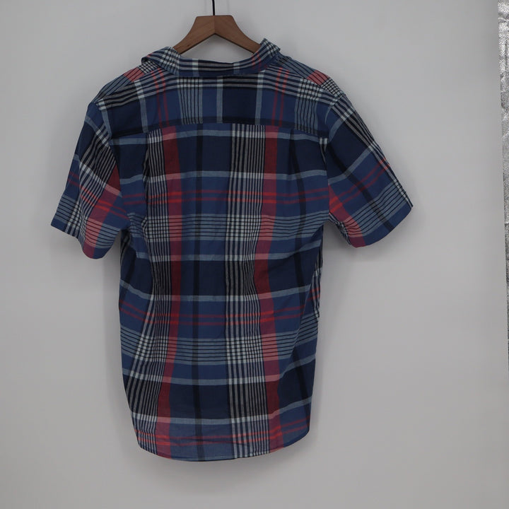 Walter Hagen Clubhouse Mens S Madras Navy Multi Plaid Short Sleeve Shirt