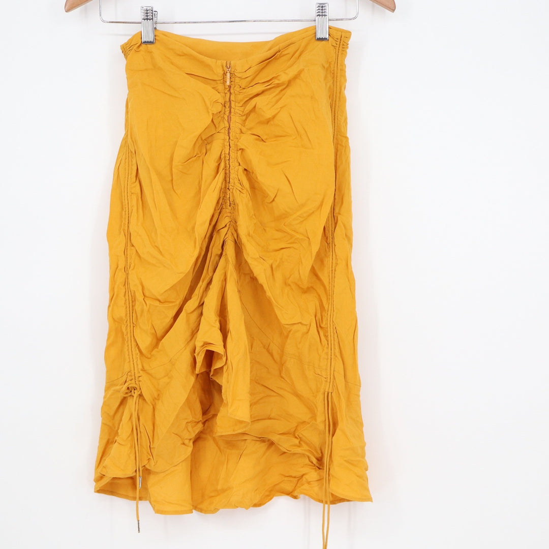 Finders Keepers Bloom Skirt Yellow Sunflower Ruched Midi Ruffle Small