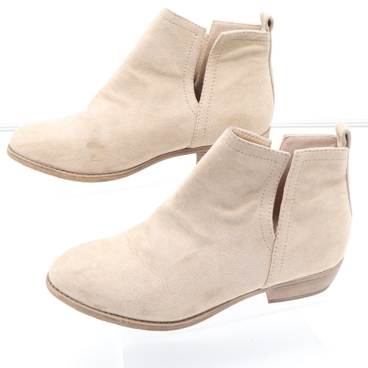 GC Shoes Womens Tan Beige Faux Suede Side Cutout Low Block Heel Ankle Boots 10