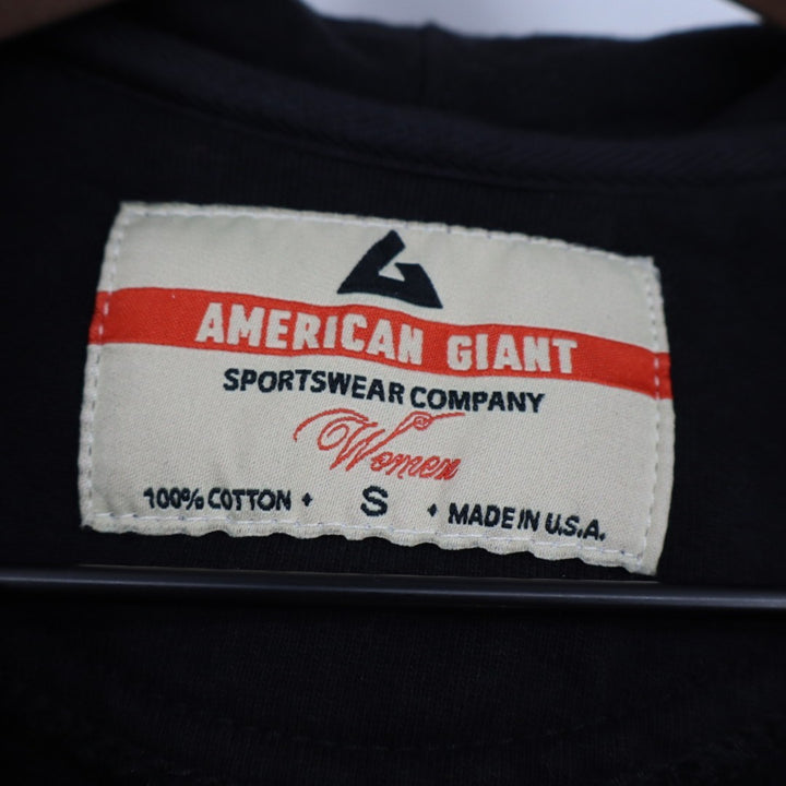 American Giant Hoodie Womens Small Black Full Zip Cotton Logo Raglan Sleeve