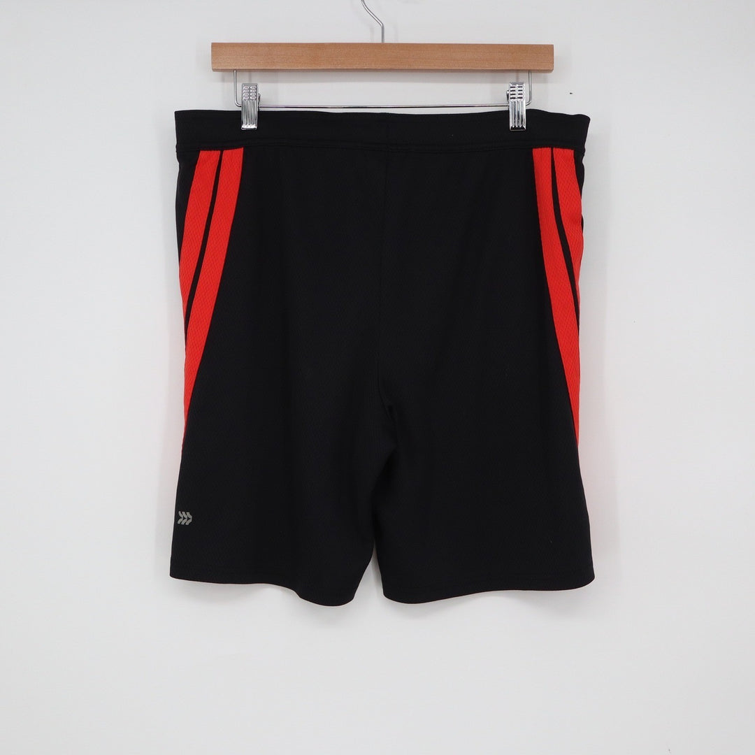 All in Motion Mens Black Red Striped Athletic Mesh Gym Shorts Size Medium