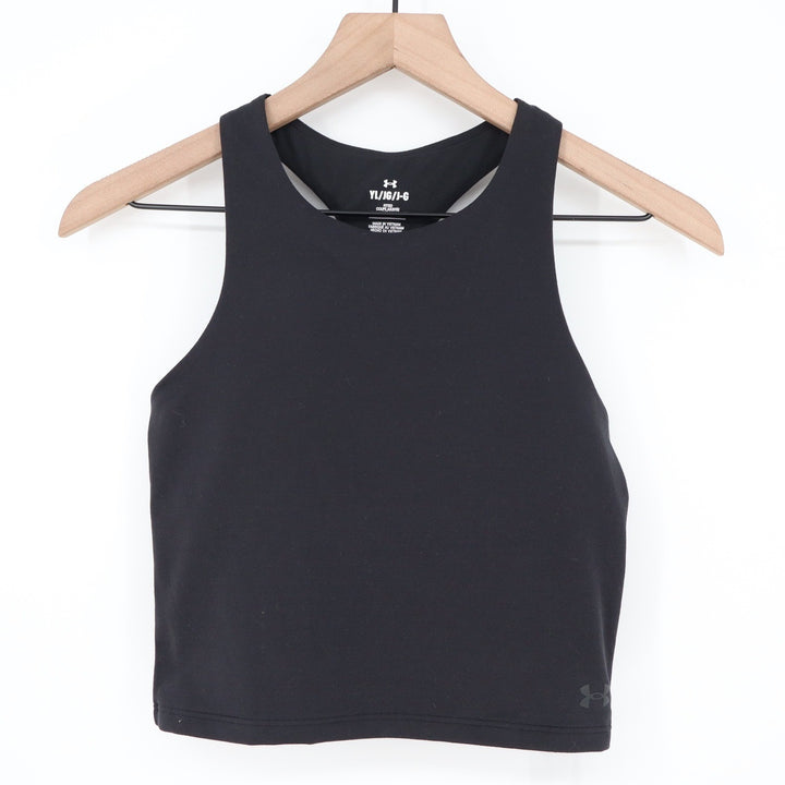 Under Armour Girls Motion Crop Tank Black Fitted Racerback Youth Large YL