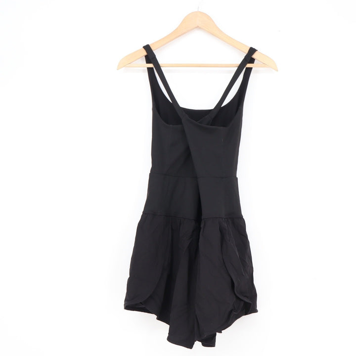 Black Athletic Romper Crisscross Back Cutout Workout Tennis Dress Small