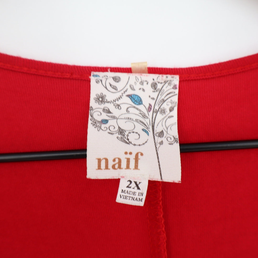naif Tunic Dress Womens 2X Red Cold Shoulder Bell Sleeve Excellent