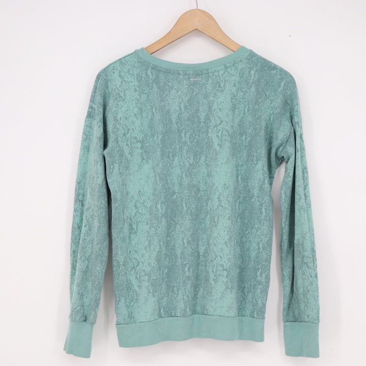 Mondetta Womens XS Mint Green Snakeskin Print Pullover Sweatshirt Crew Neck
