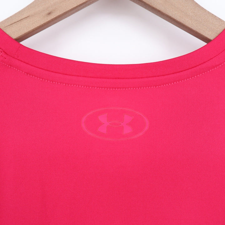 Under Armour Rush Mens Medium Pink Short Sleeve Loose Fit Athletic Tee