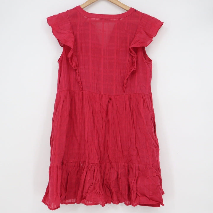 Sonoma Goods For Life Pink Embroidered Floral Babydoll Tiered Dress Medium
