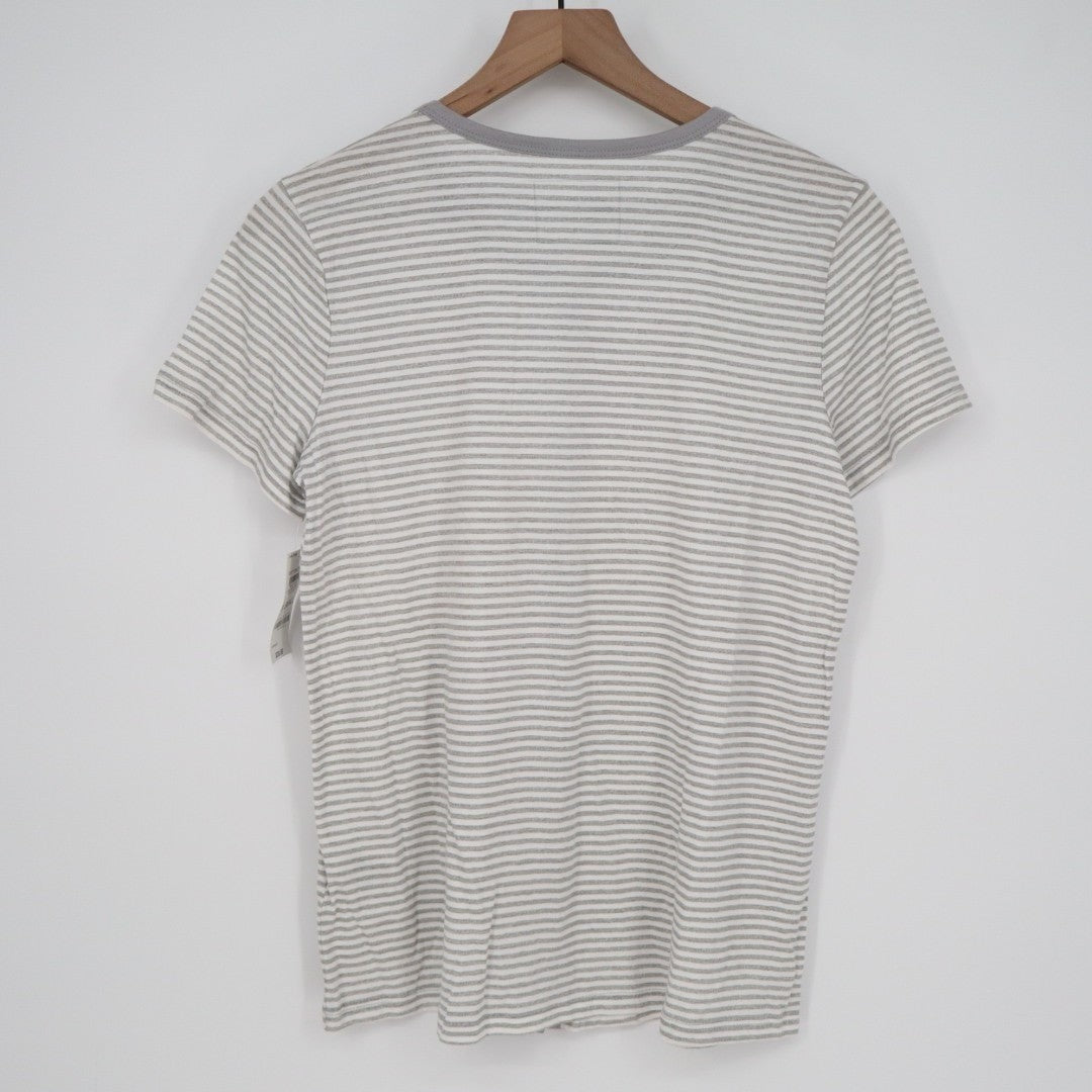 Charter Club Intimates Pajama Shirt Womens XS Gray White Striped Button Front