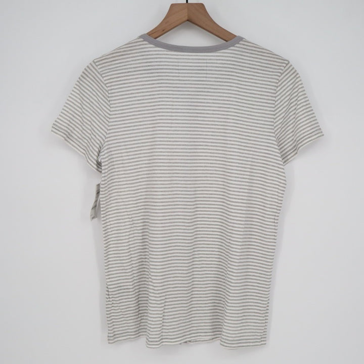 Charter Club Intimates Pajama Shirt Womens XS Gray White Striped Button Front