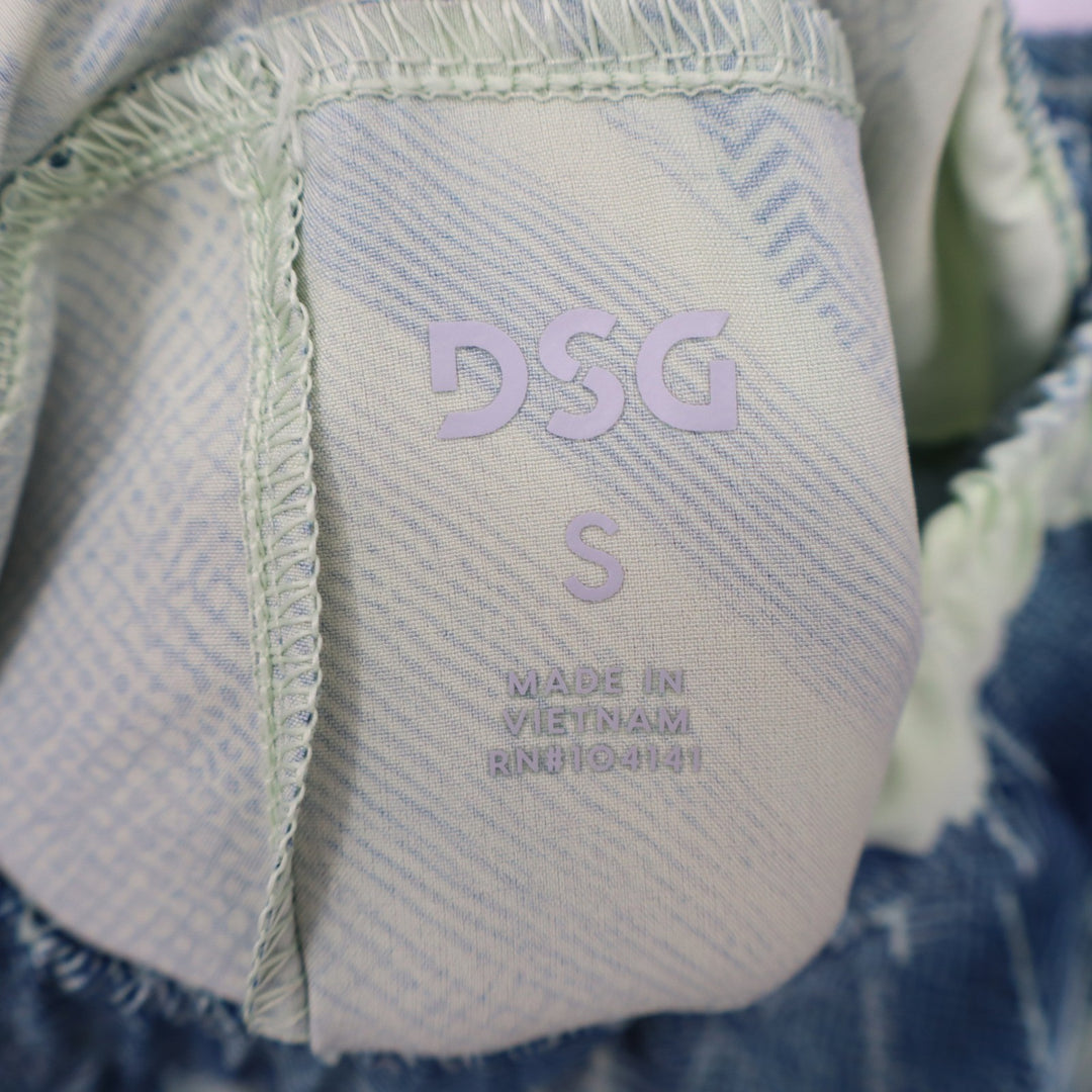 DSG Mens 6" Agility Short Navy Lime Abstract Graphic Training Gym S NEW