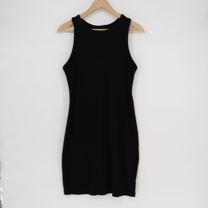 A New Day Black Ribbed Knit Sleeveless Bodycon Mini Tank Dress Large