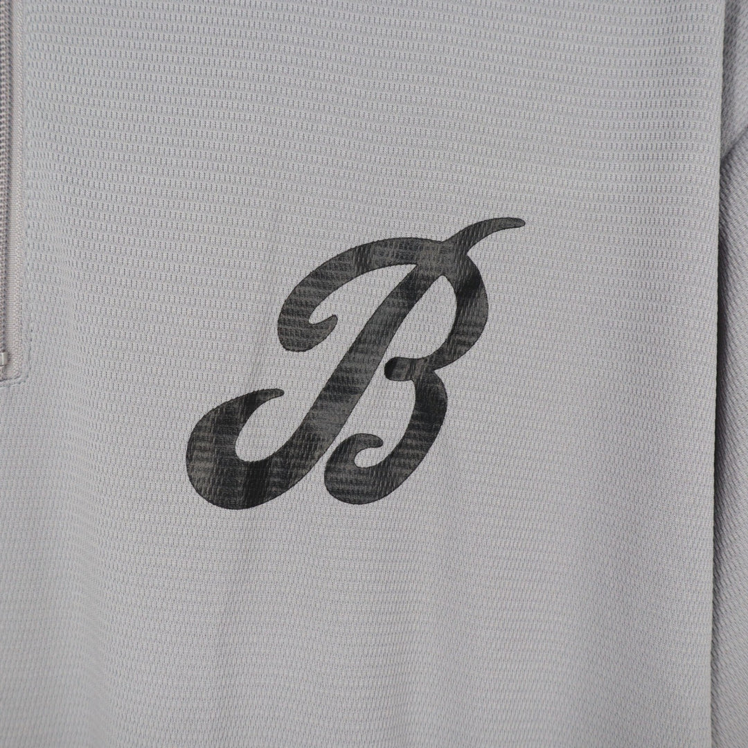 Baseballism Bat Bros BP Tee Mens Large Grey Short Sleeve Quarter Zip Hoodie New