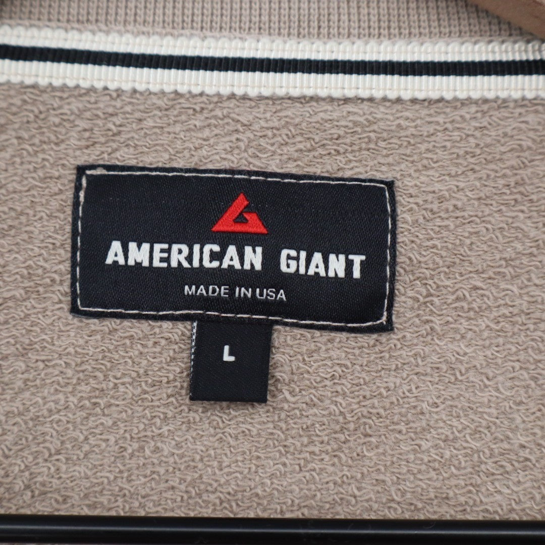 American Giant Vintage Washed Relaxed French Terry Crew Sweatshirt Mens L Beige