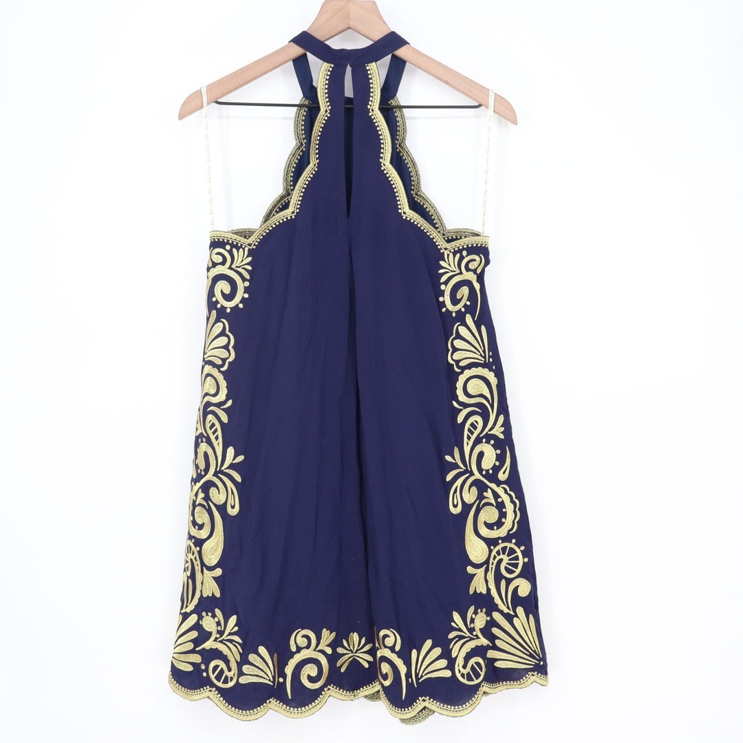 Lilly Pulitzer Quinn Dress Womens Small Navy Gypset Swirl Embroidered Sleeveless