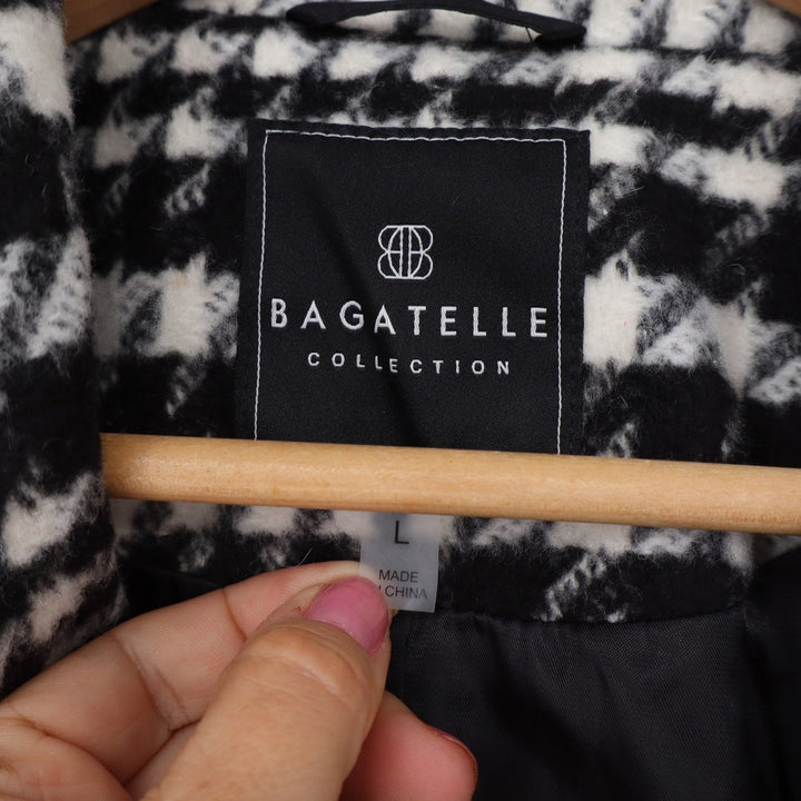 Bagatelle Coat Womens L Overcoat Black White Houndstooth Double Breasted Exc