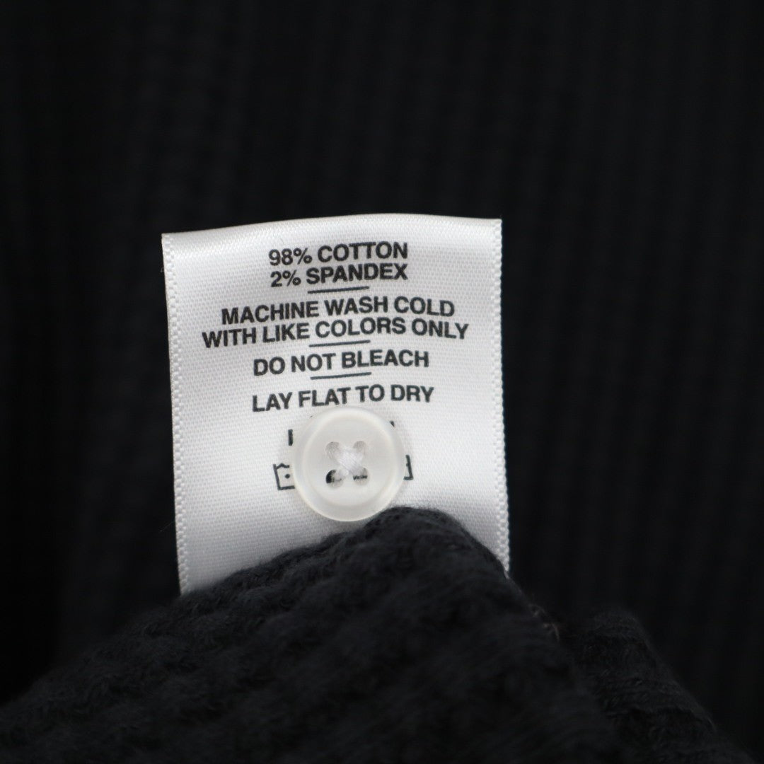 American Giant Shirt Mens L Black Gray Colorblock Ribbed Waffle Knit Henley Neck