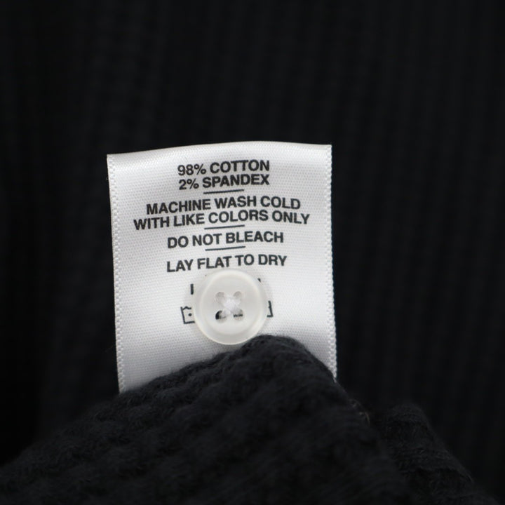 American Giant Shirt Mens L Black Gray Colorblock Ribbed Waffle Knit Henley Neck