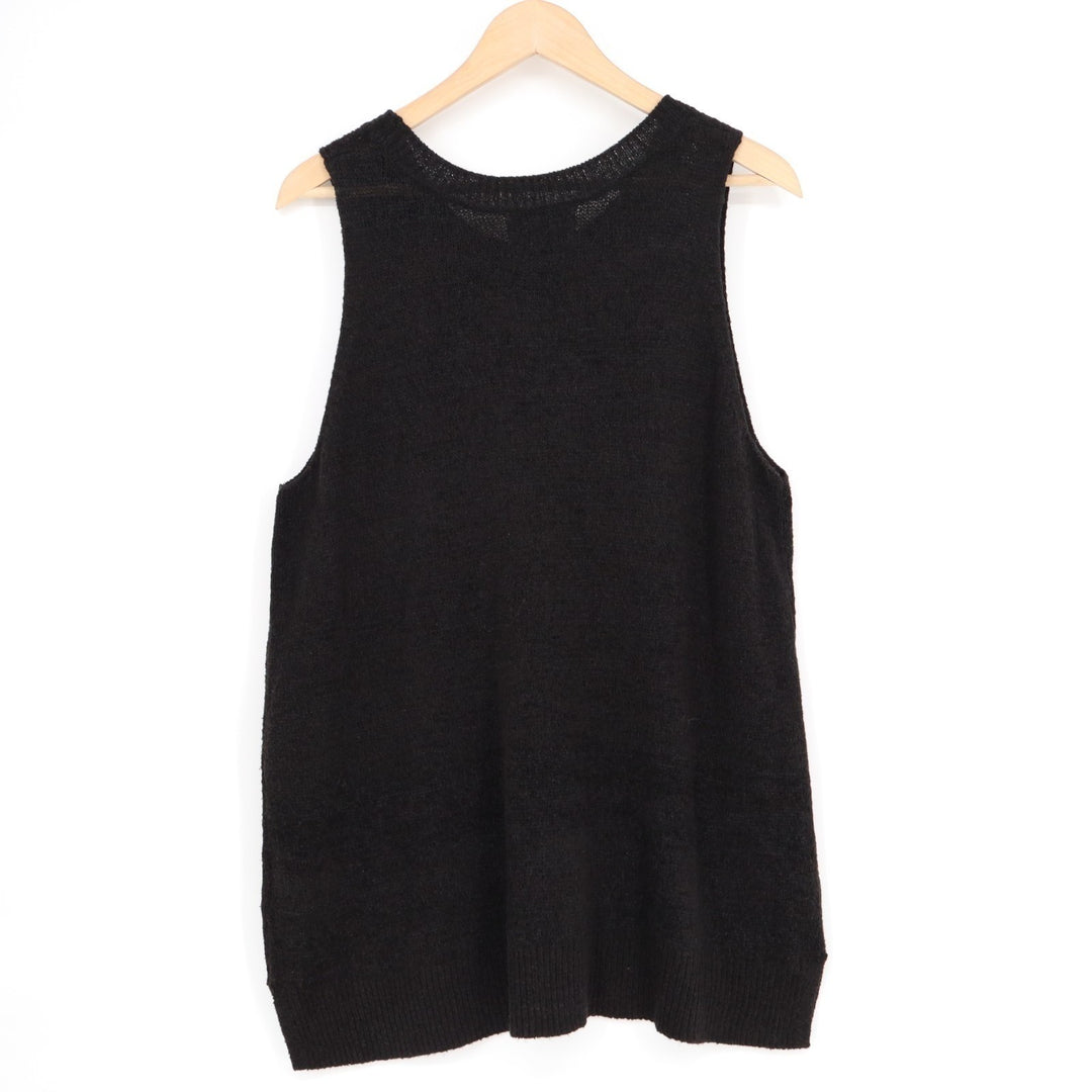 Old Navy Sweater Tank Womens XL Black Rib Knit Relaxed fit Sleeveless Crew Neck