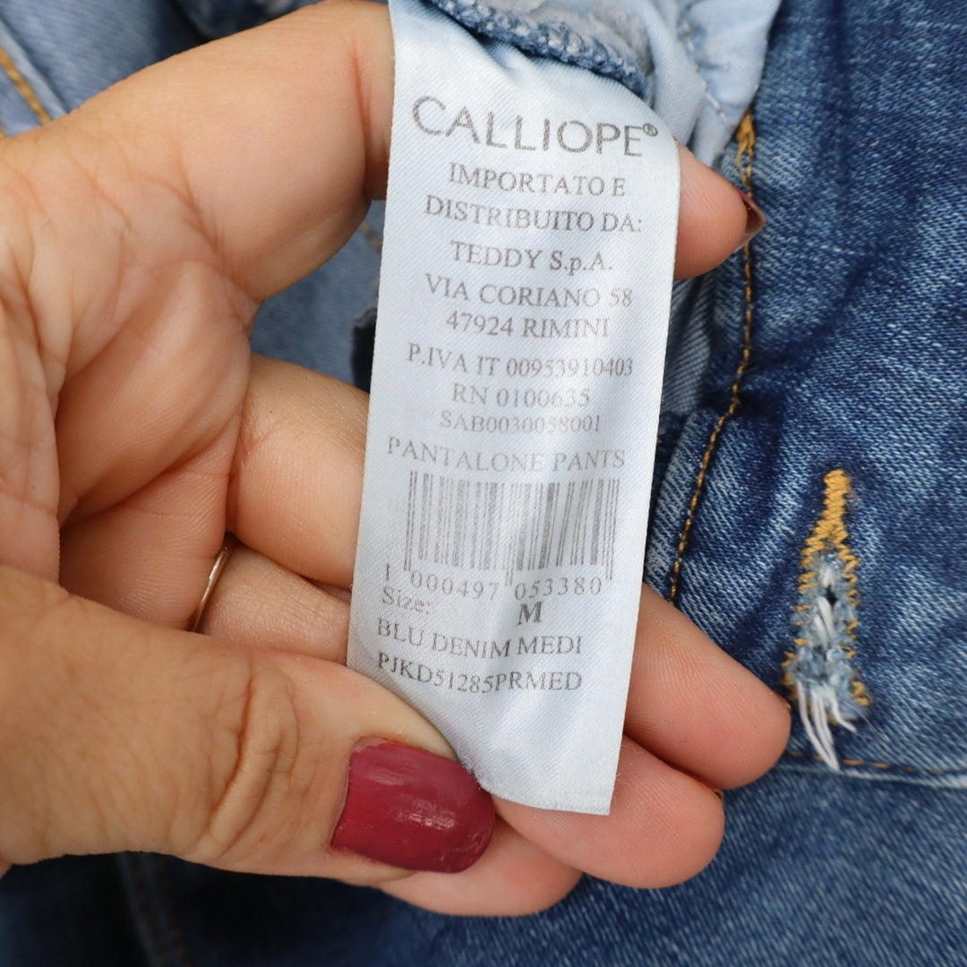 Calliope Jeans Womens M Skinny Medium Blue Distressed Ripped Raw Hem Excellent