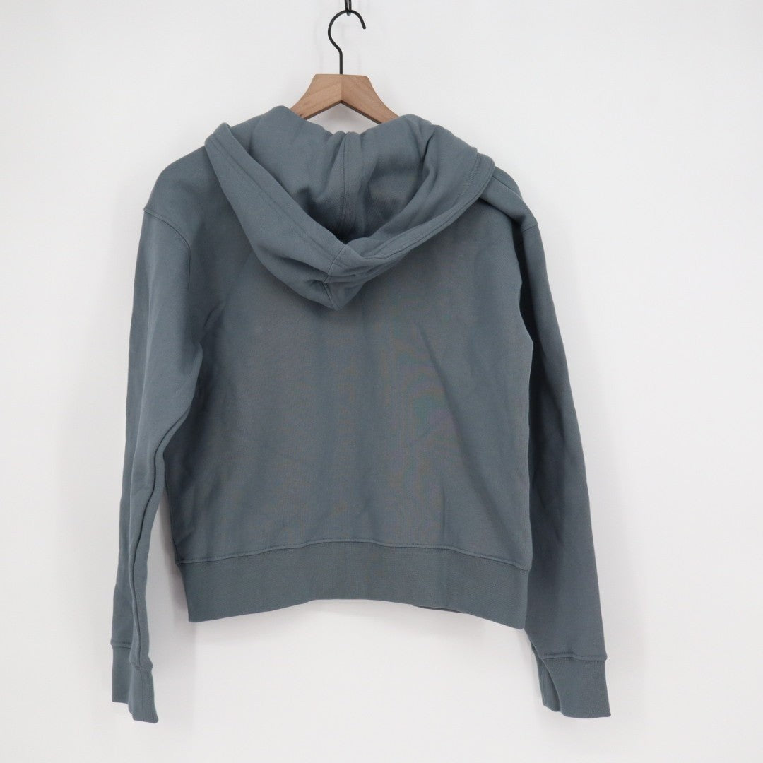 American Giant Hoodie Womens Small Teal Full Zip Cotton Lined Logo Drawstring