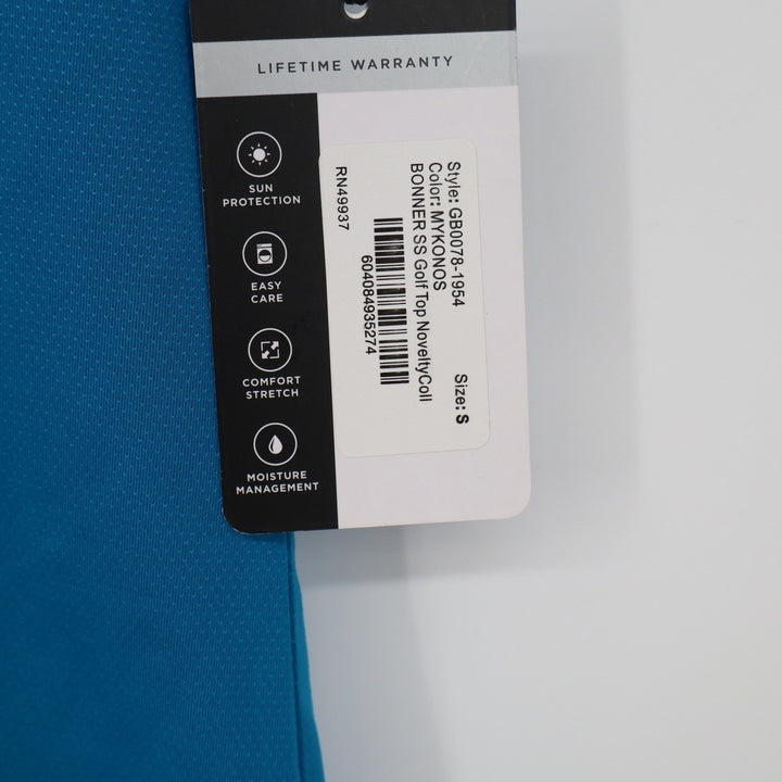 Tail Activewear Bonner SS Golf Top Mykonos Blue Quarter Zip Mock Neck Small NEW