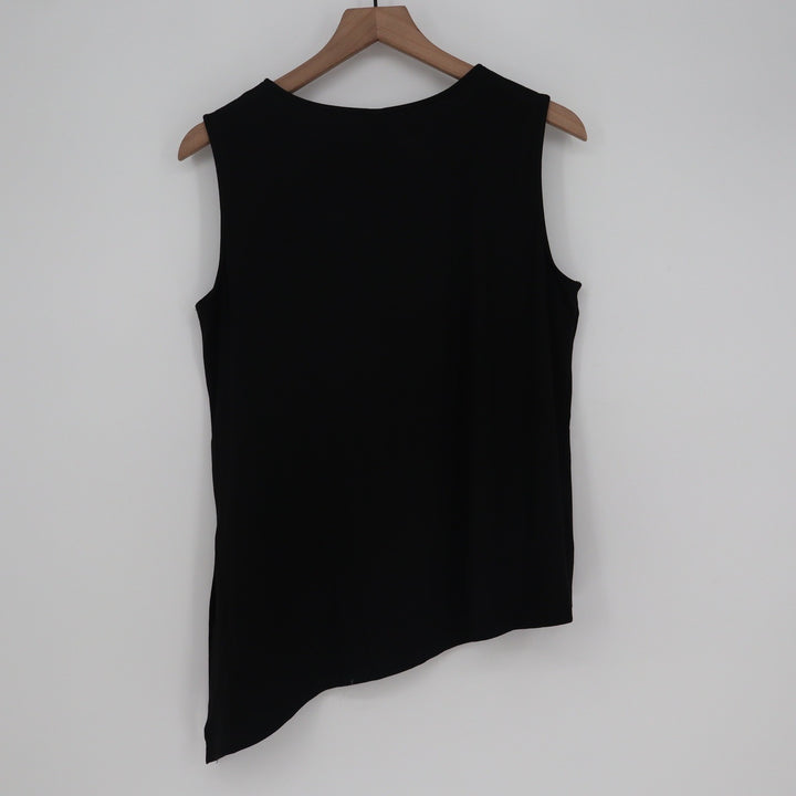 PrettyGarden Black Asymmetrical Hem Sleeveless Tank Top Size L