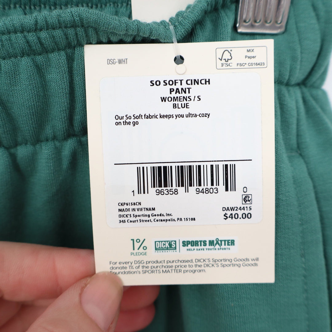 DSG So Soft Cinch Pant Womens Small Blue Green Joggers New with Tags