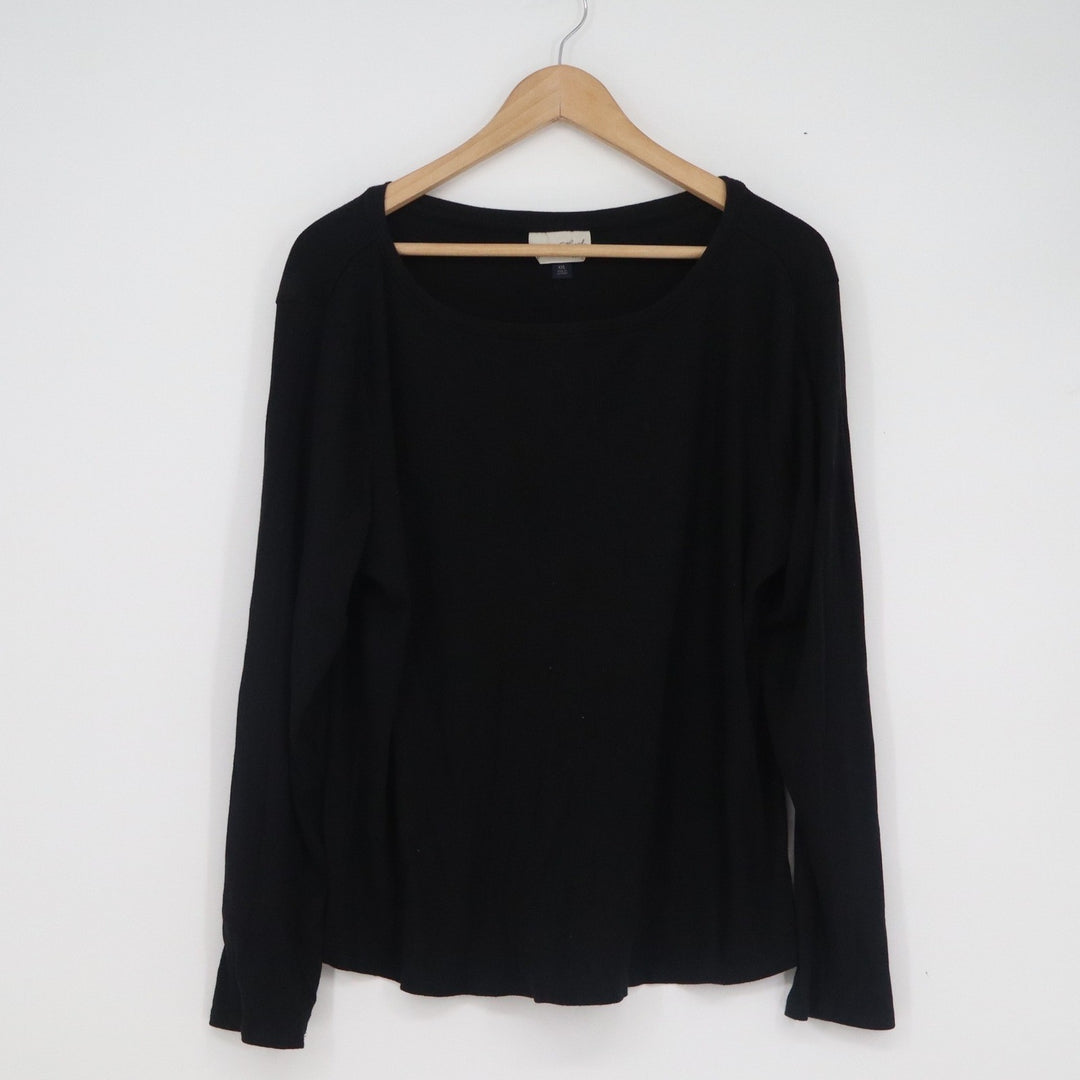 Universal Thread Black Ribbed Long Sleeve Scoop Neck Top XXL