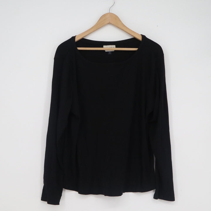 Universal Thread Black Ribbed Long Sleeve Scoop Neck Top XXL