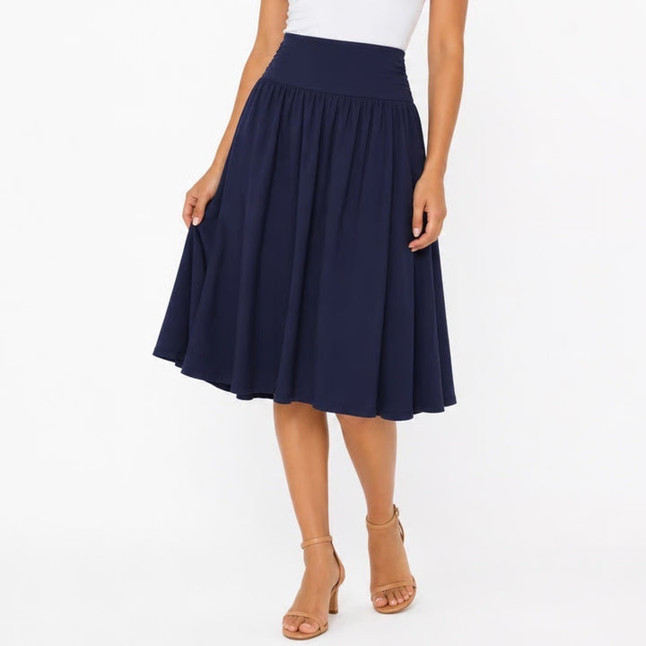 Simlu Navy Blue Pleated Midi Skirt S541 Made in USA Small