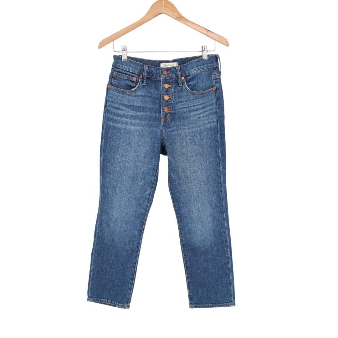 Vintage Madewell The Perfect Crop Jeans Womens 26 Blue Cotton Stretch Button Fly