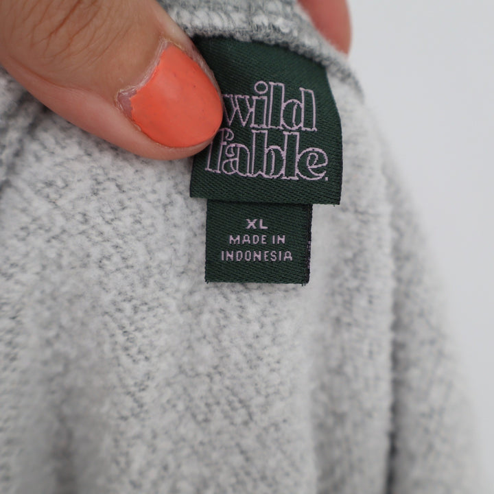 Wild Fable Womens XL Heather Gray Cropped Raw Hem Fleece Hoodie Sweatshirt