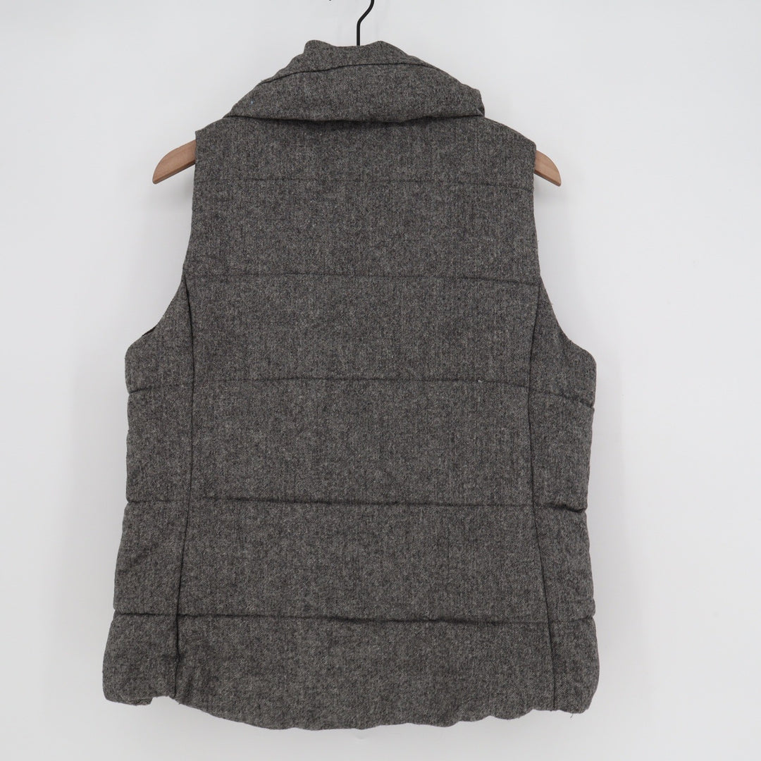 Old Navy Womens Gray Herringbone Wool Blend Quilted Puffer Vest Large