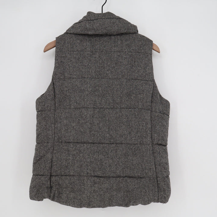 Old Navy Womens Gray Herringbone Wool Blend Quilted Puffer Vest Large
