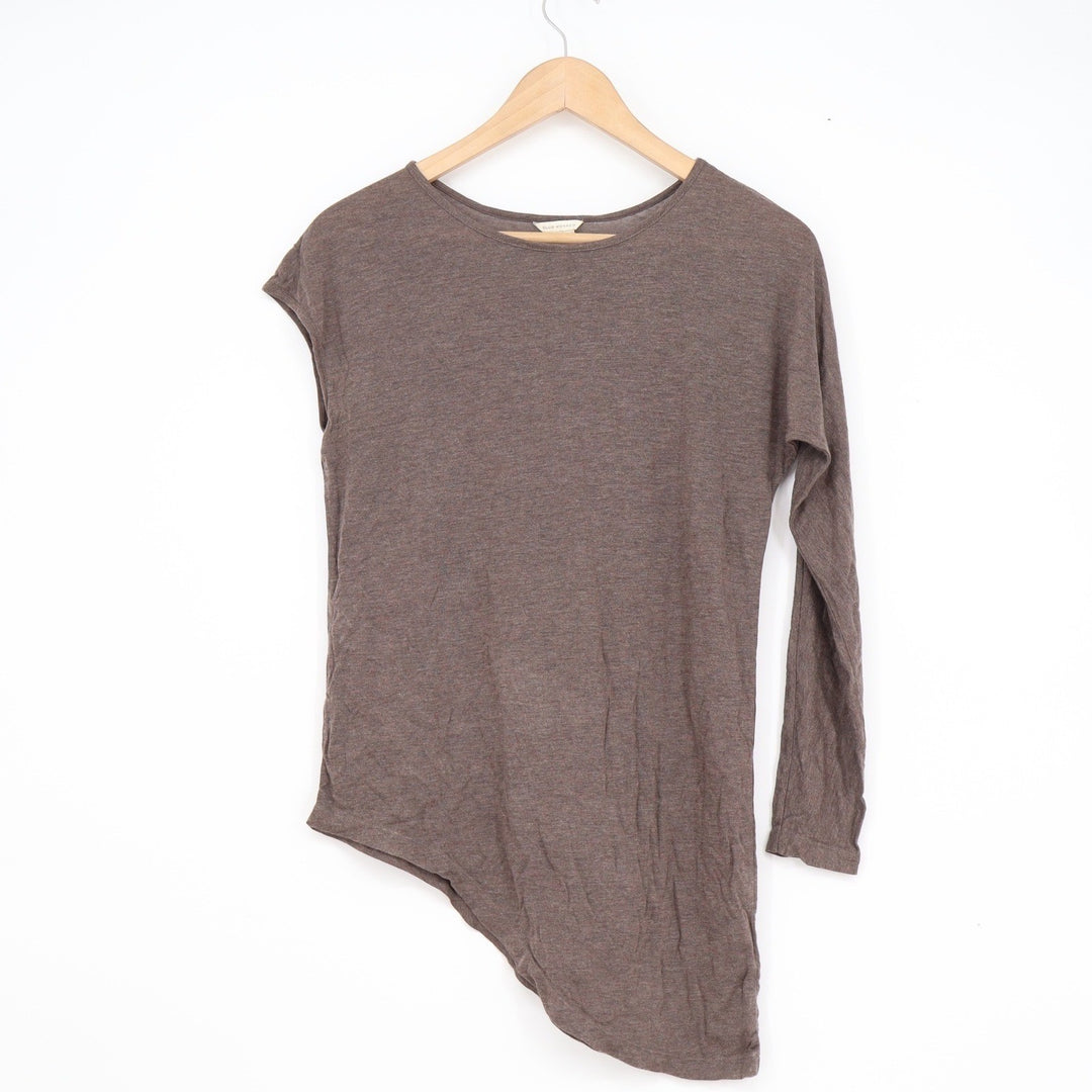 Club Monaco Brown Asymmetric One Sleeve Tencel Top XS