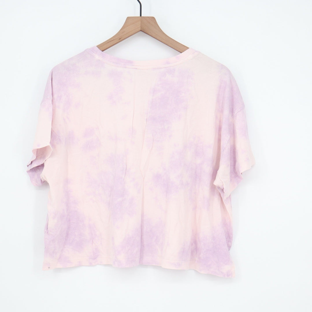 Old Navy Womens Purple Pink Tie Dye Boxy Pocket T-Shirt Large Short Sleeve L