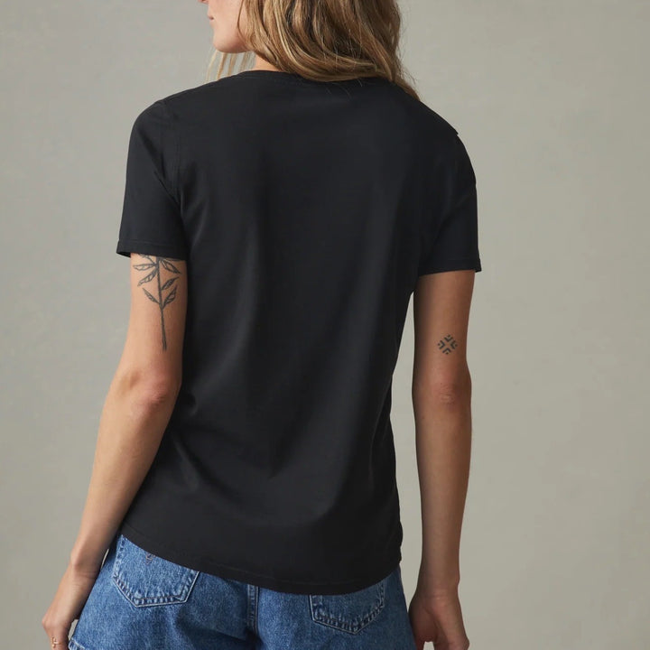 AMERICAN GIANT Womens Black V Neck T Shirt Size L Made in USA Cotton Basic Tee