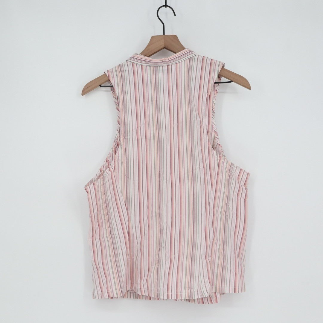 Urban Outfitters Vest Shirt Womens XL Multi Striped Cotton Stretch Button Up