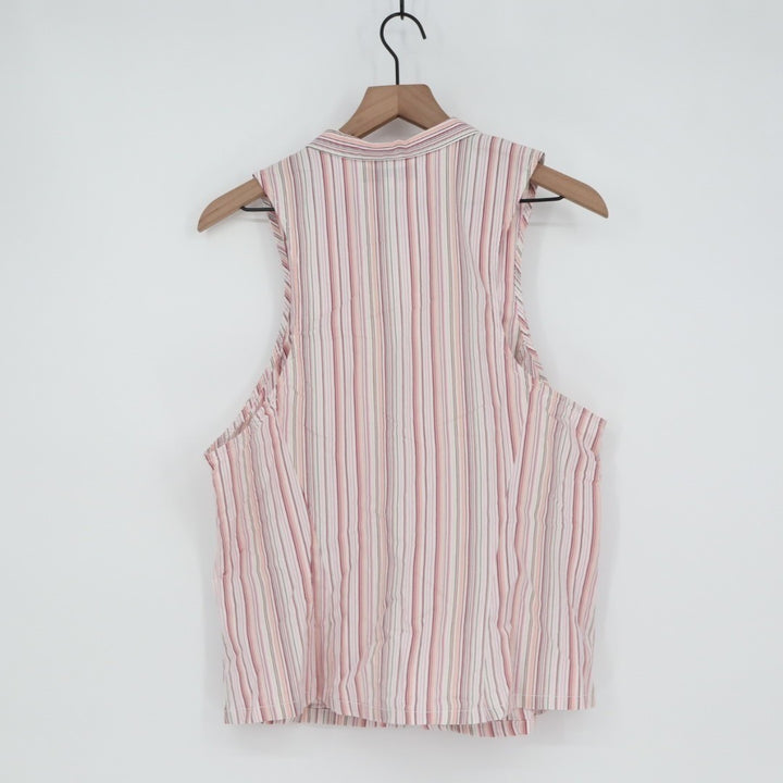 Urban Outfitters Vest Shirt Womens XL Multi Striped Cotton Stretch Button Up