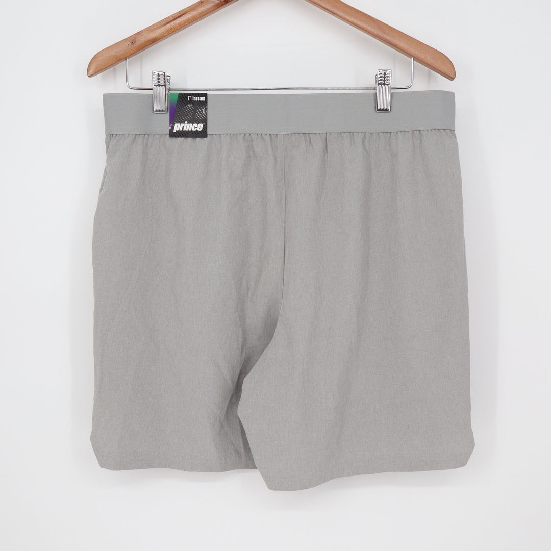 Prince Mens 7 Inch Woven Short HTR Light Heather Grey Athletic Tennis L