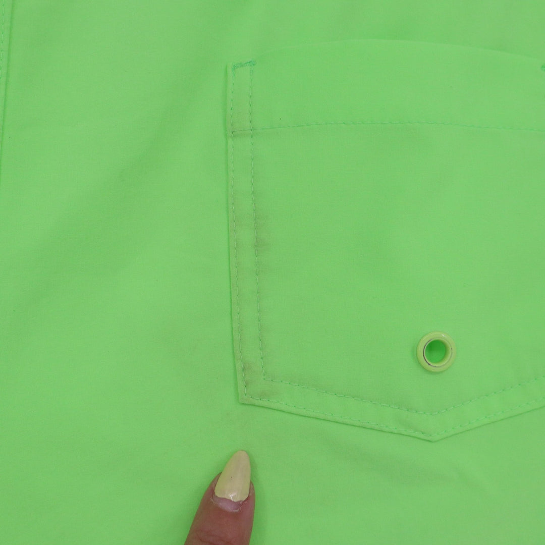 Lands' End Mens XXL Swim Trunks Neon Lime Green Board Shorts 8 Inch Inseam