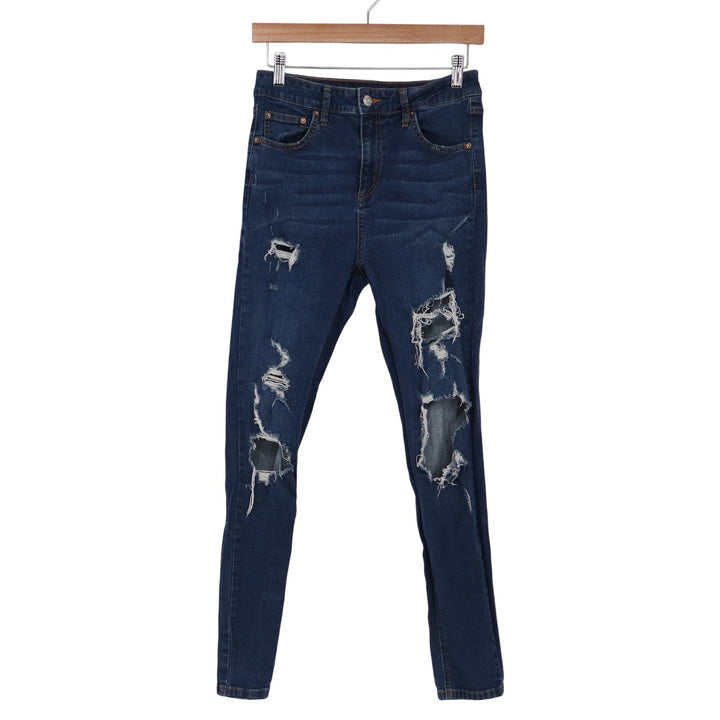 Wild Fable Womens Size 6 Dark Wash Distressed Skinny Jeans Ripped High Rise Blue