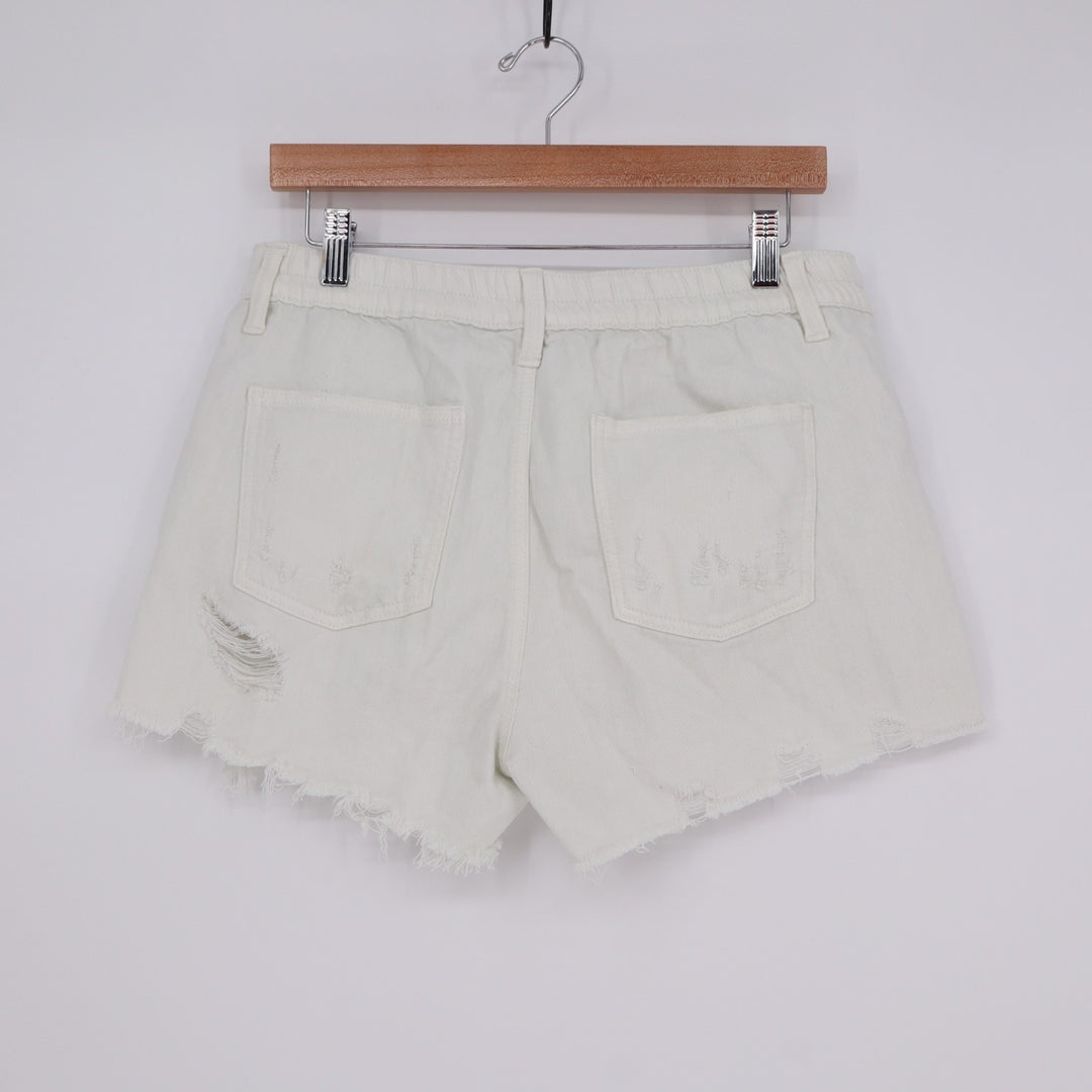 Aerie Daydream Cutoff Shorts Women Medium White Denim Cotton Distressed Mid Rise