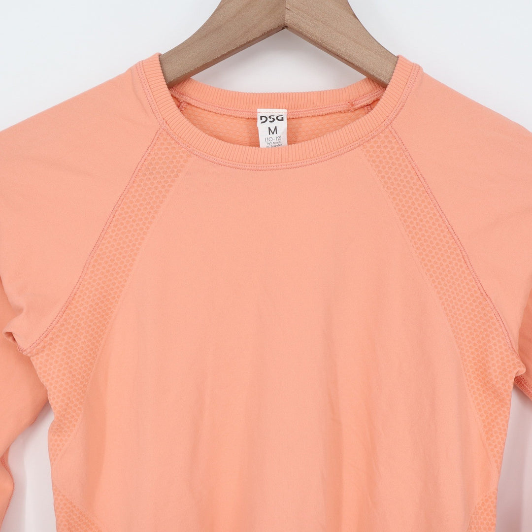 DSG Girls Seamless Long Sleeve Training Top Peach Coral Thumbholes Size M 10-12