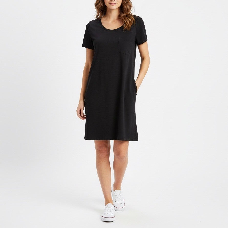 Mossimo Supply Co Black Pocket T Shirt Dress Size M Rayon Spandex Short Sleeve