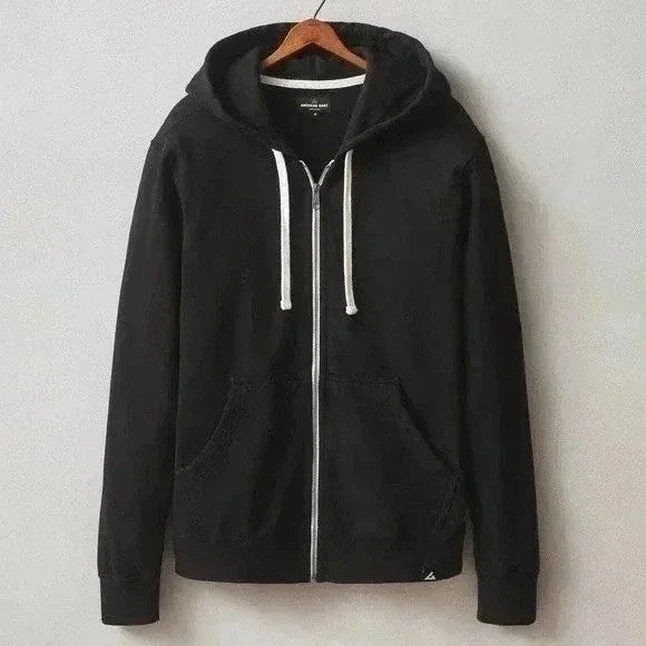 American Giant Black Full Zip Hoodie Sweatshirt Hooded Jacket Made in USA Size M