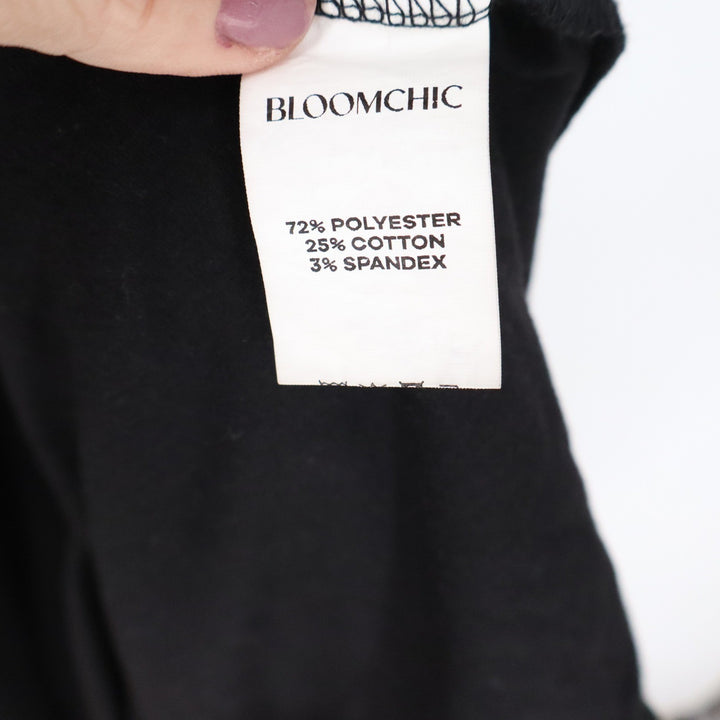 Bloomchic Black Lace Trim V-Neck Midi Dress Plus Size 18-20 Short Sleeve