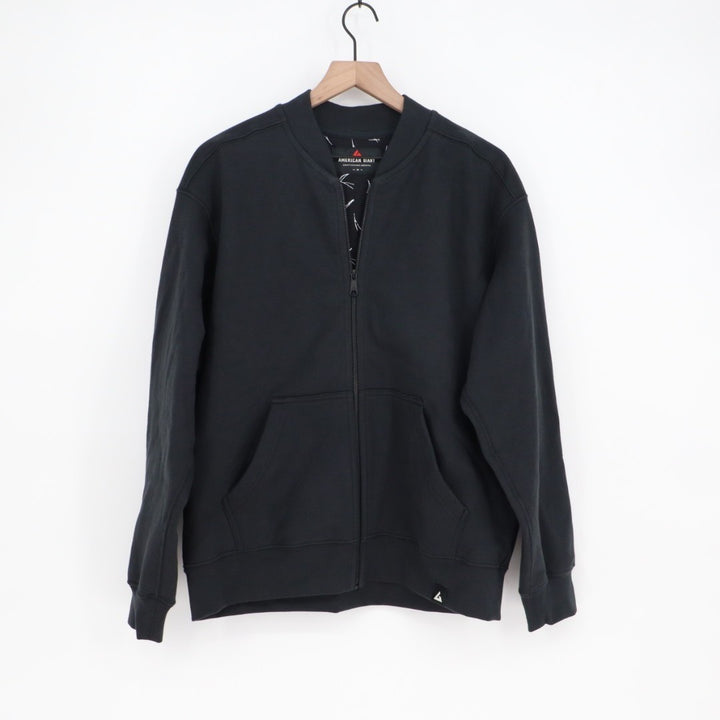 American Giant Bomber Jacket Mens Medium Black Full Zip Rib Cotton Fleece lined