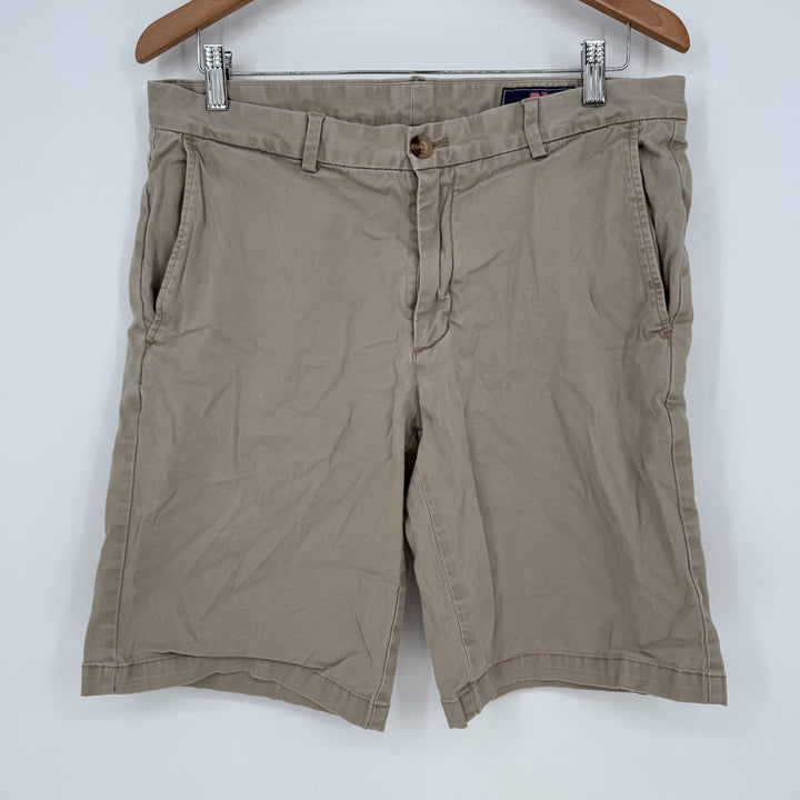 Vineyard Vines Breaker Chino Shorts Mens 32 Beige Cotton Pockets Stretch Logo