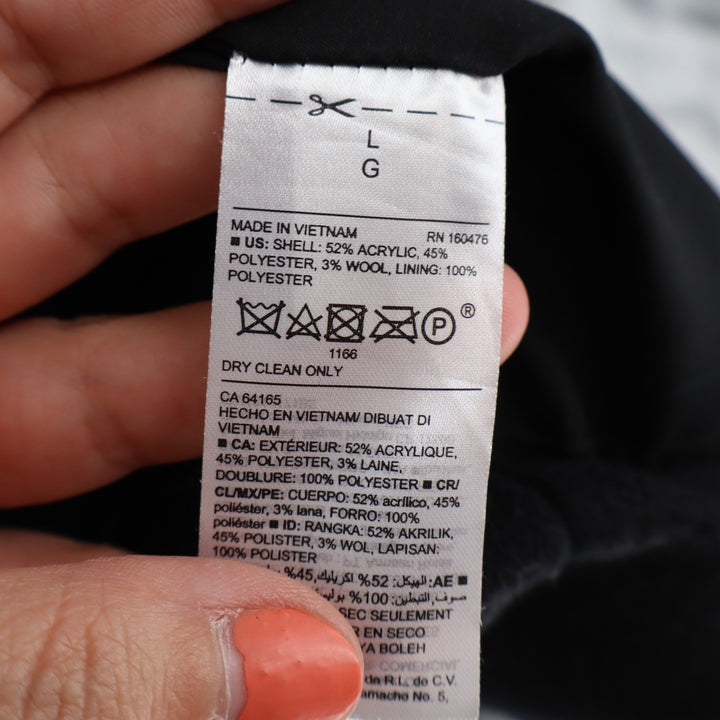 Old Navy Womens Black Funnel Neck Wool Blend Zip Front Coat Large